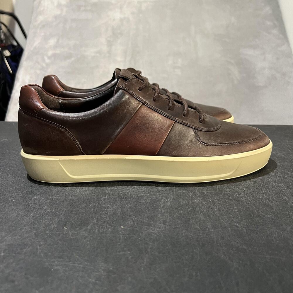 ECCO Soft 8 LX Shoes Mens 12 Brown Lace Up Leather Comfort Sneakers Casual